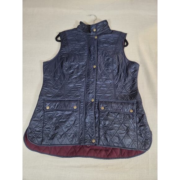 BARBOUR Wray Gilet Vest Women's Size US 14 Navy Preppy Quilted Fleece Lined - Picture 1 of 16